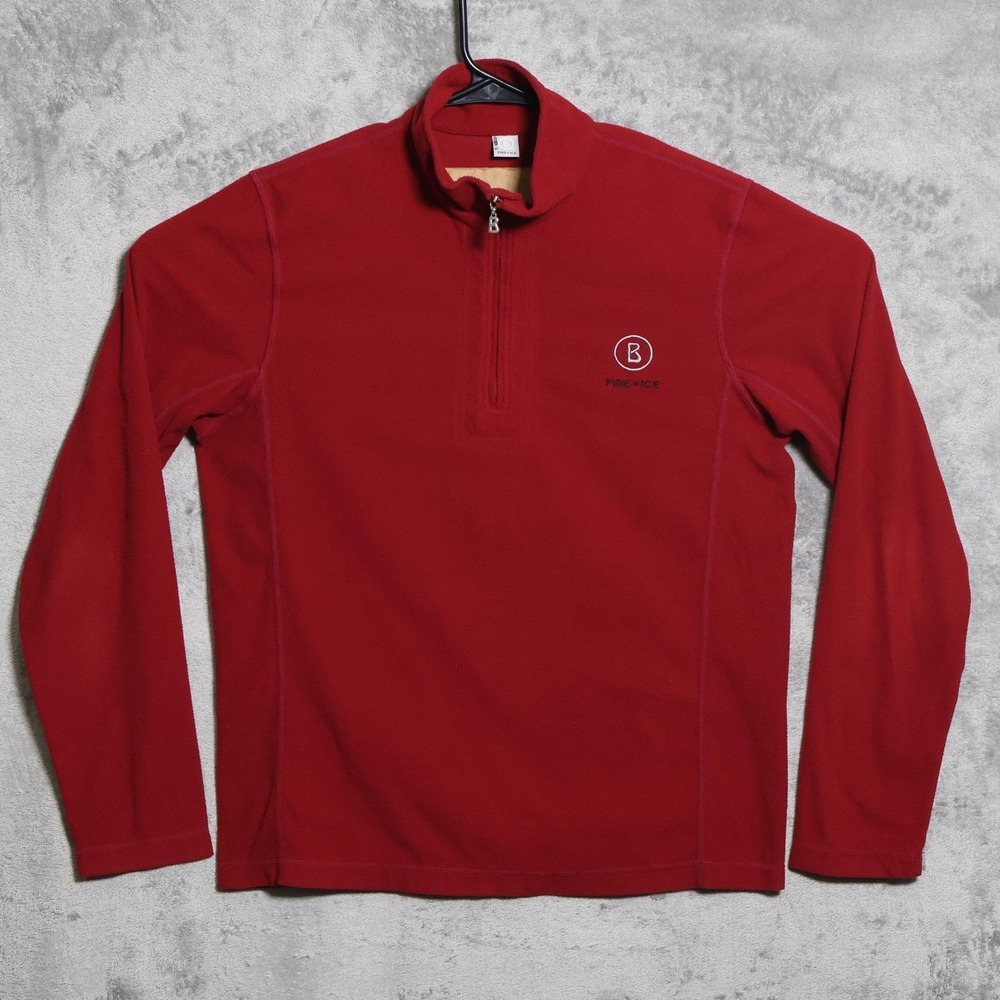Bogner Mens Small Burgundy Red Fire Ice 1/4 Zip Pullover Mock Neck Fleece Preppy